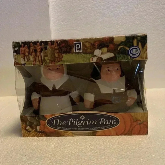 NOS Pilgrim Pair Animated Publix Salt & Pepper Shaker Set - Picture 1 of 5